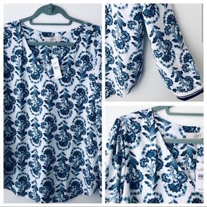 NWT LOFT Long-sleeve Floral Blouse, Size L